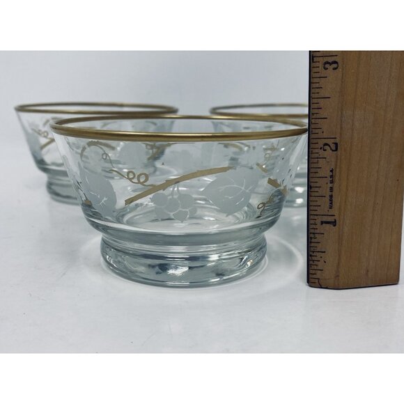 Vtg Libbey Ivy Bower Glass Fruit Dessert Bowl Set of 3 Gold Rim Etched Leaf - Picture 7 of 7